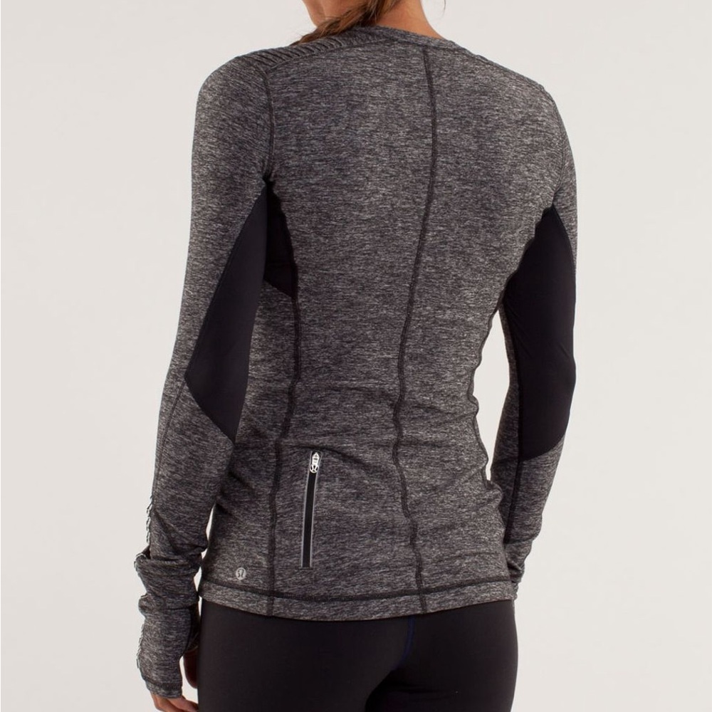 Lululemon Race Your Pace 1/2 Zip Pullover Top Long Sleeve Black /gray - Picture 2 of 4